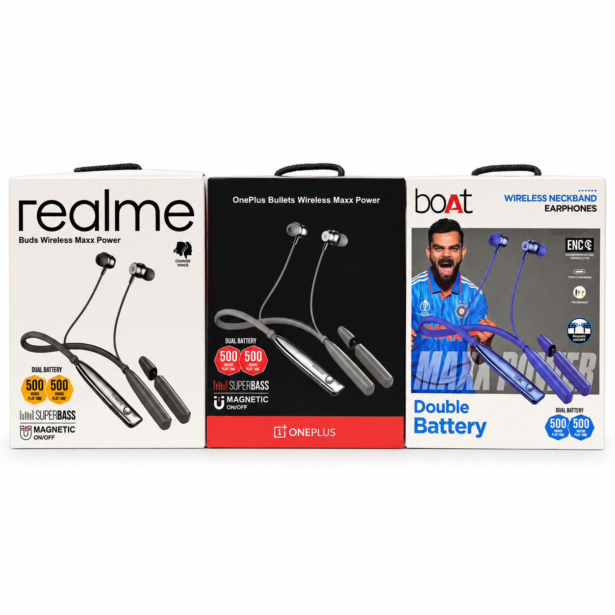 Boat Realme One Plus 500+500H Dual Battery Neckband